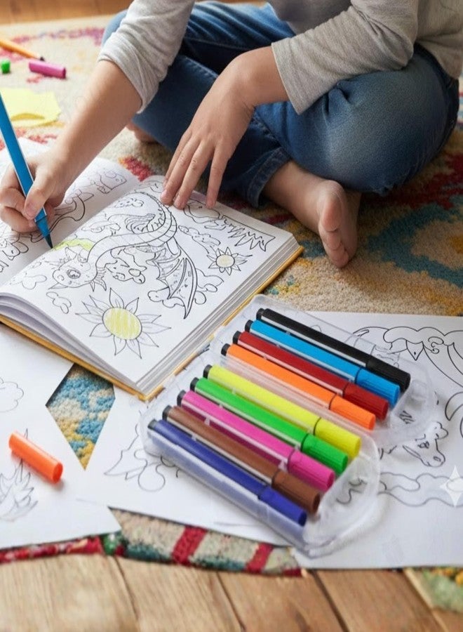 JOUET Washable Water Color Pen Set, 12 Vibrant Colors, Non-Toxic and Odorless, Kid Friendly Art Markers with Fiber Nib, Portable Case - Image 5