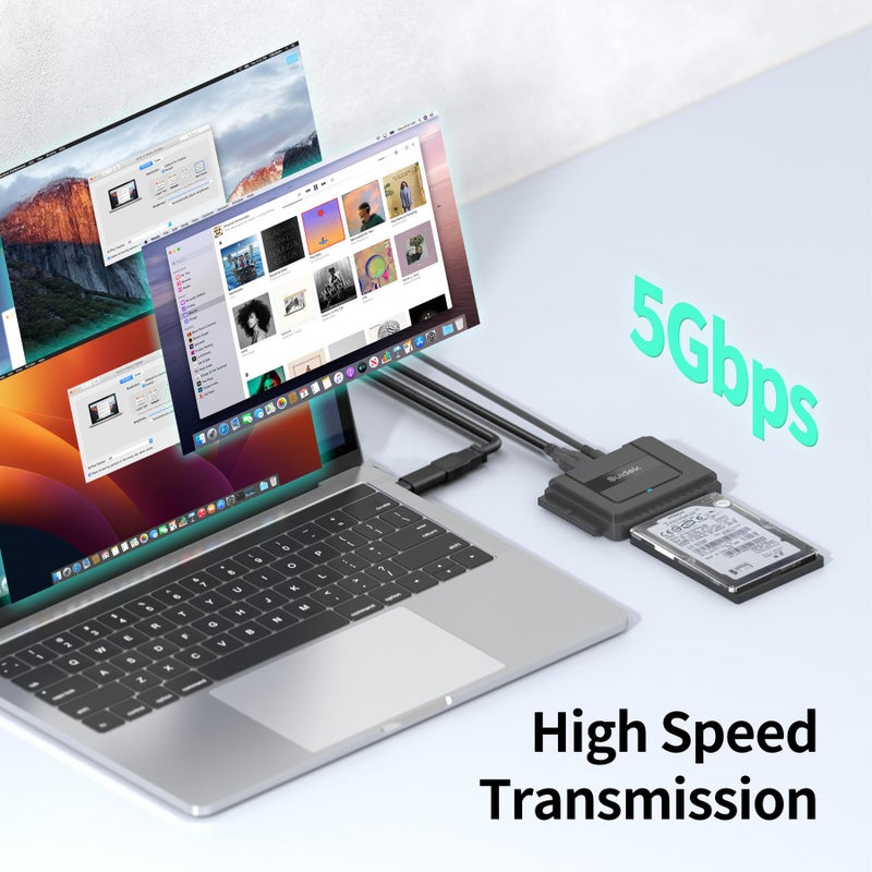 SUIDEK USB 3.0 to IDE SATA Converter - External Sata Hard Drive Reader for Universal 2.5"/3.5" HDD/SSD Hard Drive Disk, IDE to USB C Adapter Kit with 12V/2A Power Adapter - Image 3