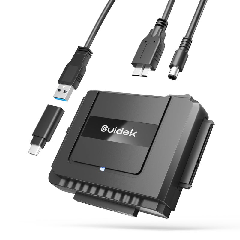 SUIDEK USB 3.0 to IDE SATA Converter - External Sata Hard Drive Reader for Universal 2.5"/3.5" HDD/SSD Hard Drive Disk, IDE to USB C Adapter Kit with 12V/2A Power Adapter - Image 1