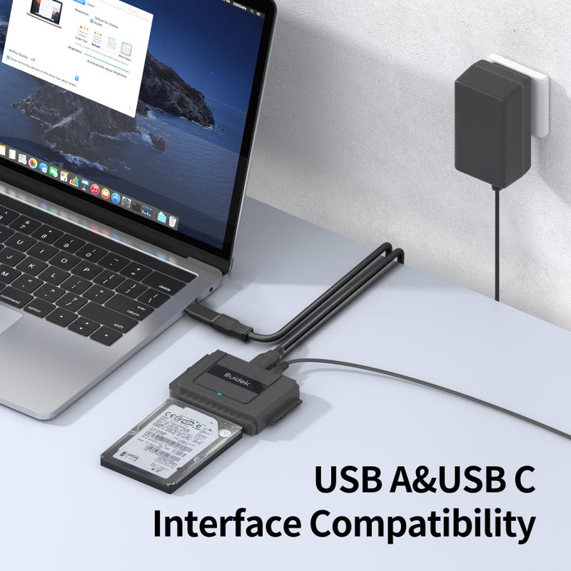 SUIDEK USB 3.0 to IDE SATA Converter - External Sata Hard Drive Reader for Universal 2.5"/3.5" HDD/SSD Hard Drive Disk, IDE to USB C Adapter Kit with 12V/2A Power Adapter - Image 4