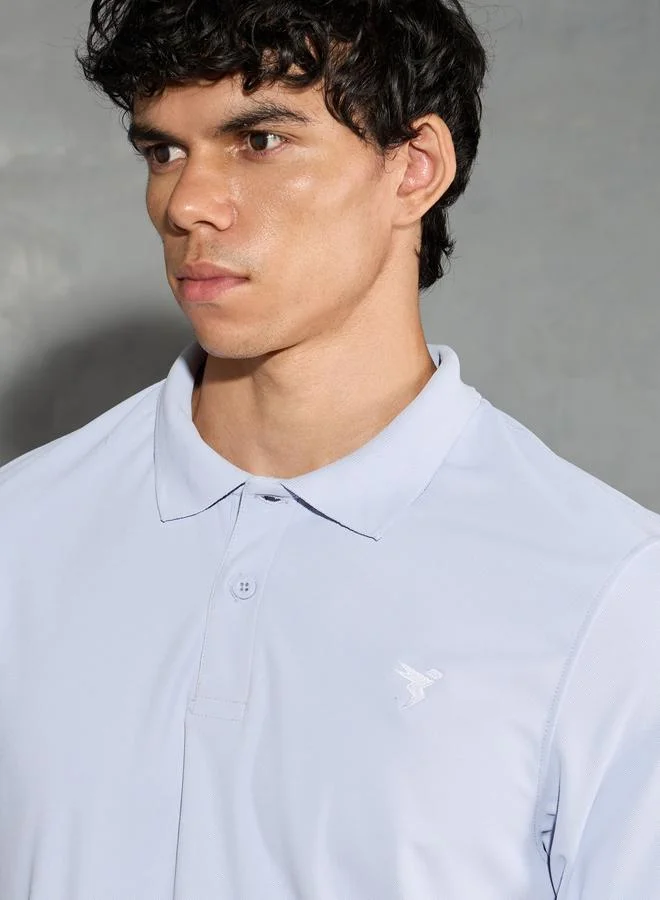 Technosport Technosport Men Light Blue Solid Slim Fit Polo
