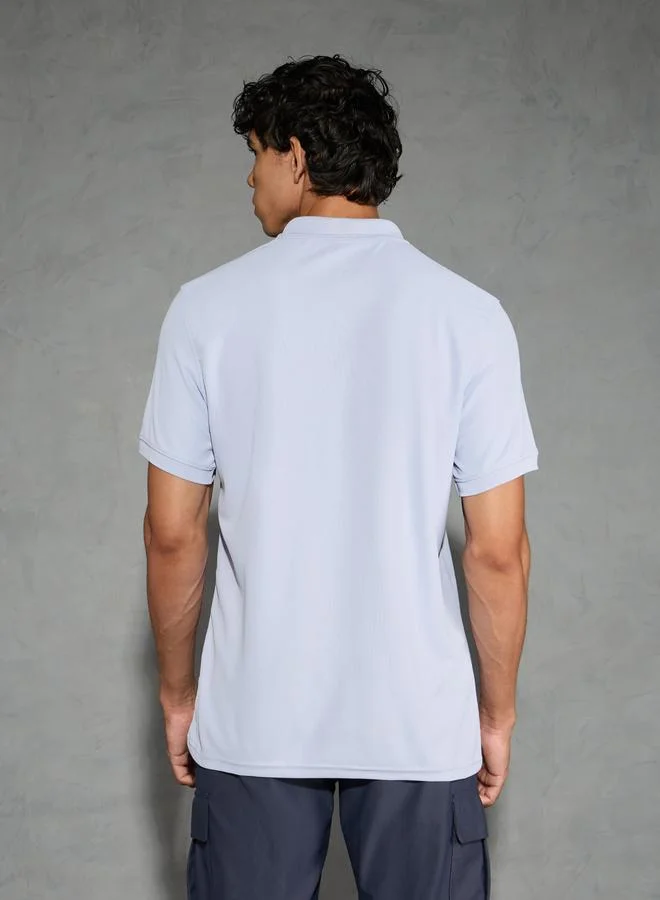 Technosport Technosport Men Light Blue Solid Slim Fit Polo