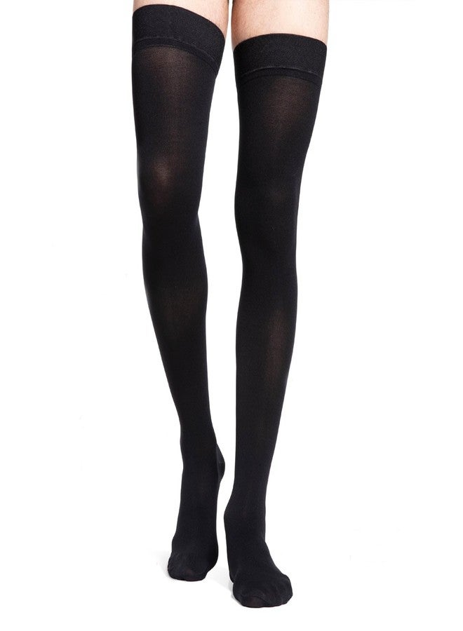 Sigvaris Men’s DYNAVEN Closed Toe Thigh-Highs w/Grip-Top 30-40mmHg - Medium Long - Black - Image 1