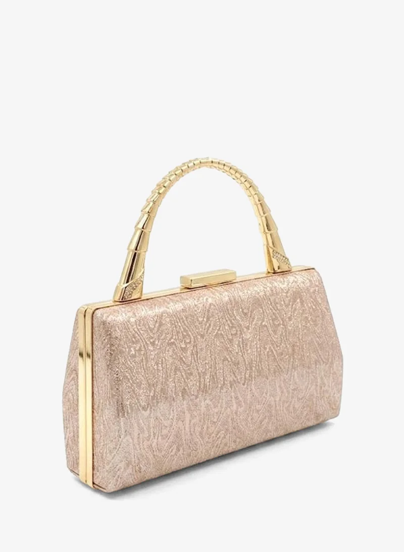 Viny Champagne Viny Women's Shimmer Evening Clutch Bag | Elegant Party Handbag with Articulated Metal Handle & Crystal Clasp | Wedding Bridal Purse | Formal Minaudiere for Weddings, Parties, Prom, Cocktail, Engagement, Eid & Special Occasions – Gold, Silver, Champagne for Women | Best Price UAE