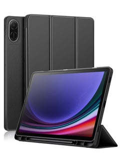 جراب Honor Pad X9 مقاس 11.5 بوصة 2023 مع حامل قلم رصاص، وغطاء خلفي ناعم من مادة TPU قابل للطي، وغطاء ذكي واقٍ قابل للطي، وخاصية الإيقاظ والسكون التلقائي (أسود)
