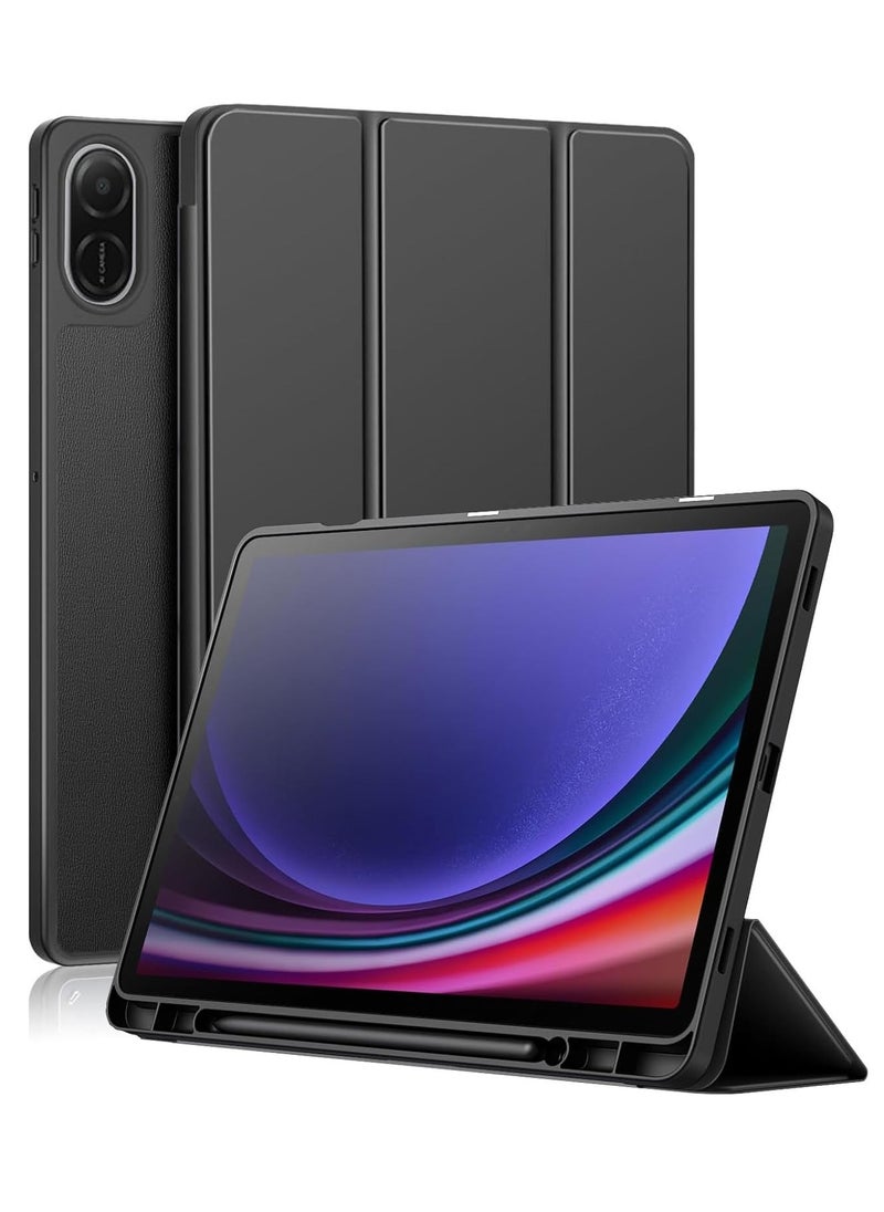 ماركة غير محددة جراب Honor Pad X9 مقاس 11.5 بوصة 2023 مع حامل قلم رصاص، وغطاء خلفي ناعم من مادة TPU قابل للطي، وغطاء ذكي واقٍ قابل للطي، وخاصية الإيقاظ والسكون التلقائي (أسود)  - Image 1
