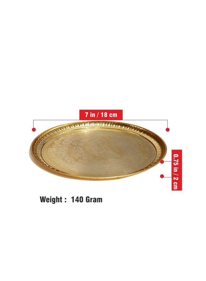 Pure Source India طبق بوجا نحاسي مزخرف يدويًا من مصدر نقي الهند، طبق آرتي مينكاري بيطال يستخدم في الطقوس الهندوسية مثل بوجا، كاروا تشاوث، راخي، ديوالي، هدايا العودة (7 بوصات) - Image 3