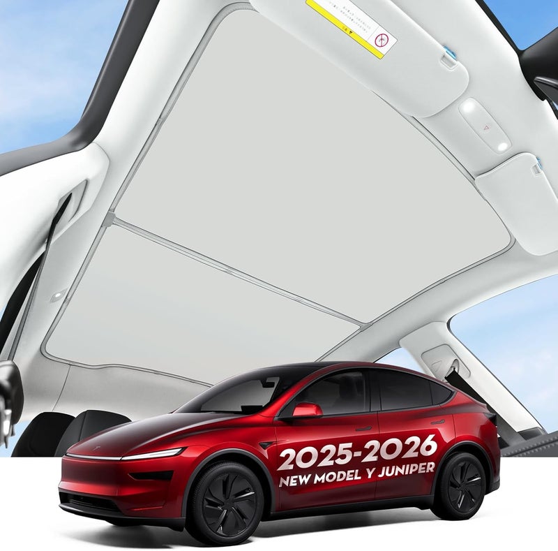 KUNIST Roof Sunshade for 2026 Tesla Model Y Juniper, Upgraded [Sag-Free] Sunroof Shade Roof Sun Shades for 2025-2026 New Model Y Juniper Accessories [Heat Insulation/Reflection] 16Pcs Clips - Image 1
