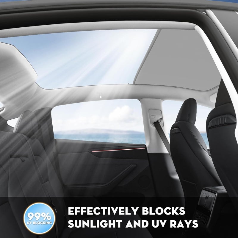 KUNIST Roof Sunshade for 2026 Tesla Model Y Juniper, Upgraded [Sag-Free] Sunroof Shade Roof Sun Shades for 2025-2026 New Model Y Juniper Accessories [Heat Insulation/Reflection] 16Pcs Clips - Image 3