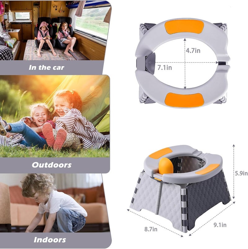 Yszawmx Portable Potty for Toddler Travel, Kids Travel Potty Training Chair with Travel Bag, Baby Potty Training Toilet for Outdoor and Indoor Easy to Clean(Gray), Includes 30 Replacement Bags - Image 4