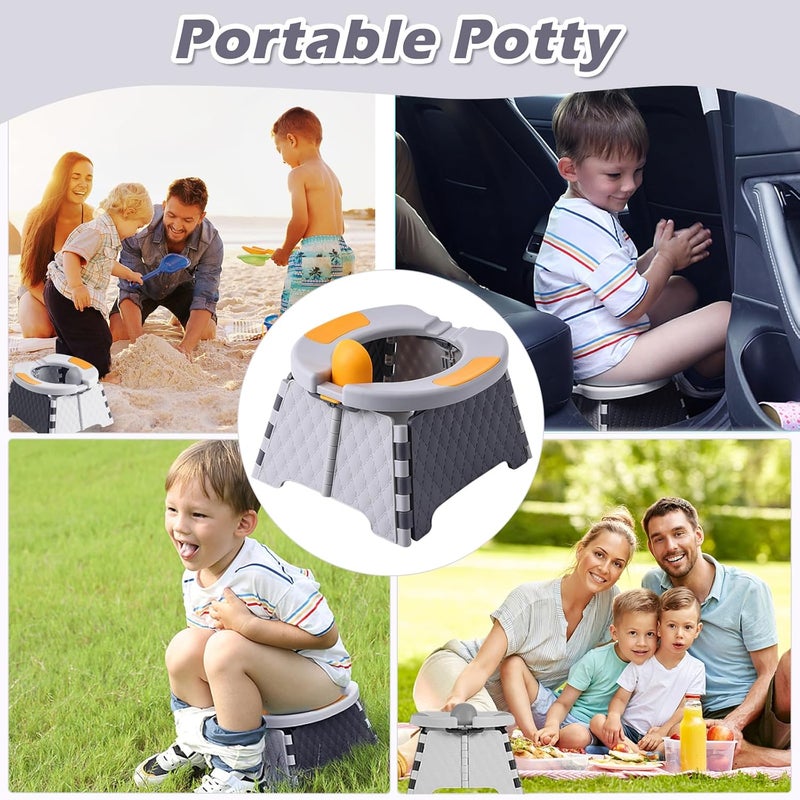 Yszawmx Portable Potty for Toddler Travel, Kids Travel Potty Training Chair with Travel Bag, Baby Potty Training Toilet for Outdoor and Indoor Easy to Clean(Gray), Includes 30 Replacement Bags - Image 3