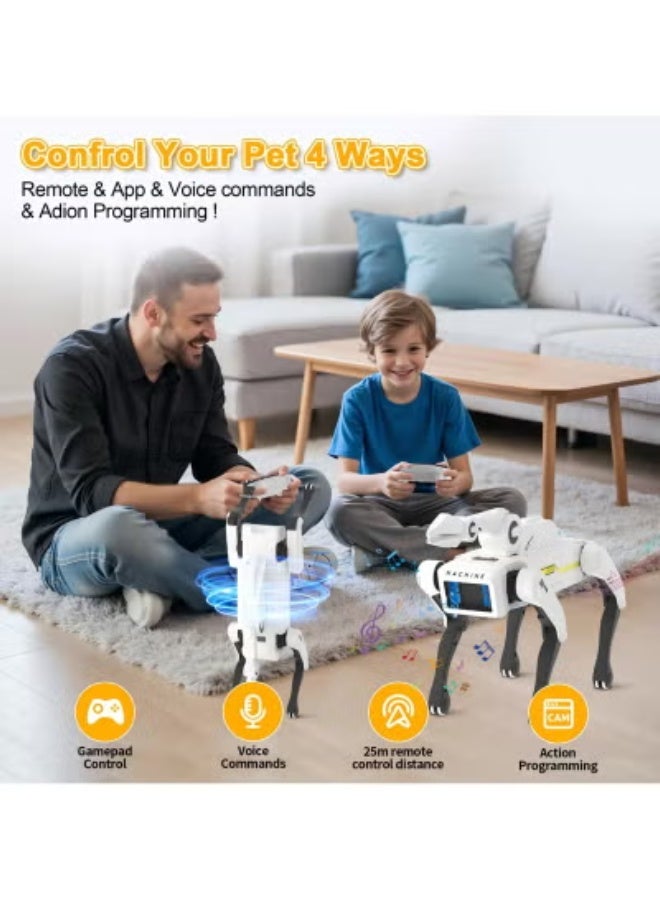 جاجيك Interactive Smart Robot Dog Toy for Kids, Voice Control u0026 App Programming, Dancing Walking u0026 Learning Modes, Rechargeable Educational Pet Robot with Sound Light u0026 Music | White - Image 2