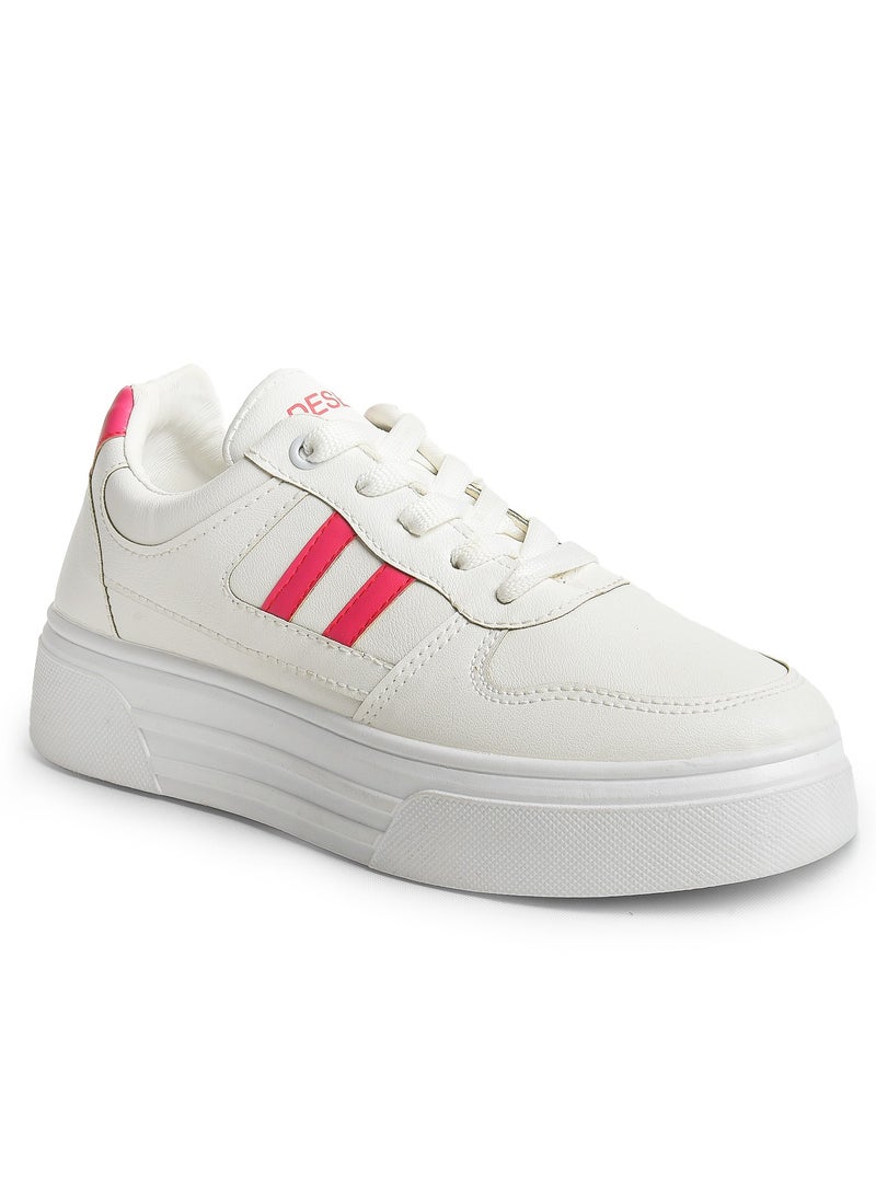 Desert - Chic And Comfy , Women's Side Colored Flat Sneakers - Image 1