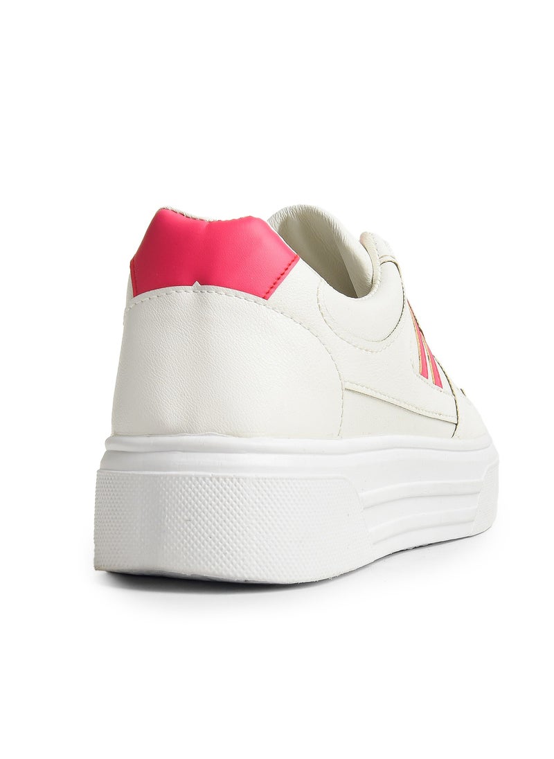 Desert - Chic And Comfy , Women's Side Colored Flat Sneakers - Image 1