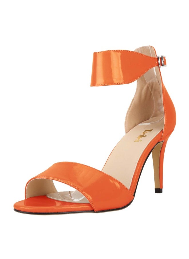 Loquat New summer regular leather simple open-toe stiletto high-heel shoes over 8cm Orange  - Image 2