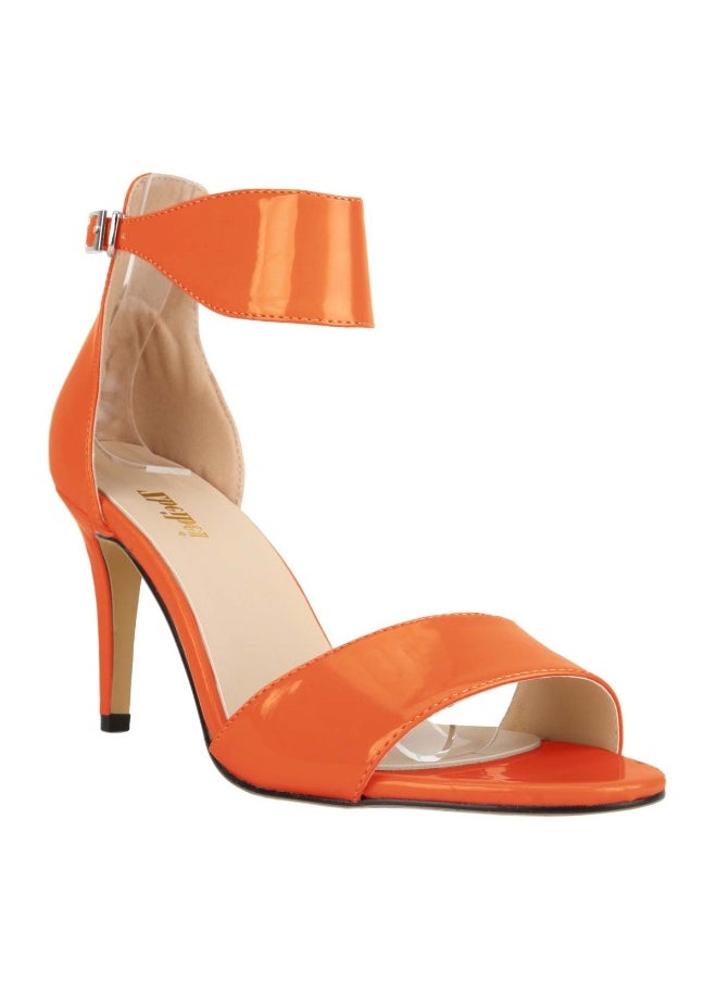 Loquat New summer regular leather simple open-toe stiletto high-heel shoes over 8cm Orange  - Image 1