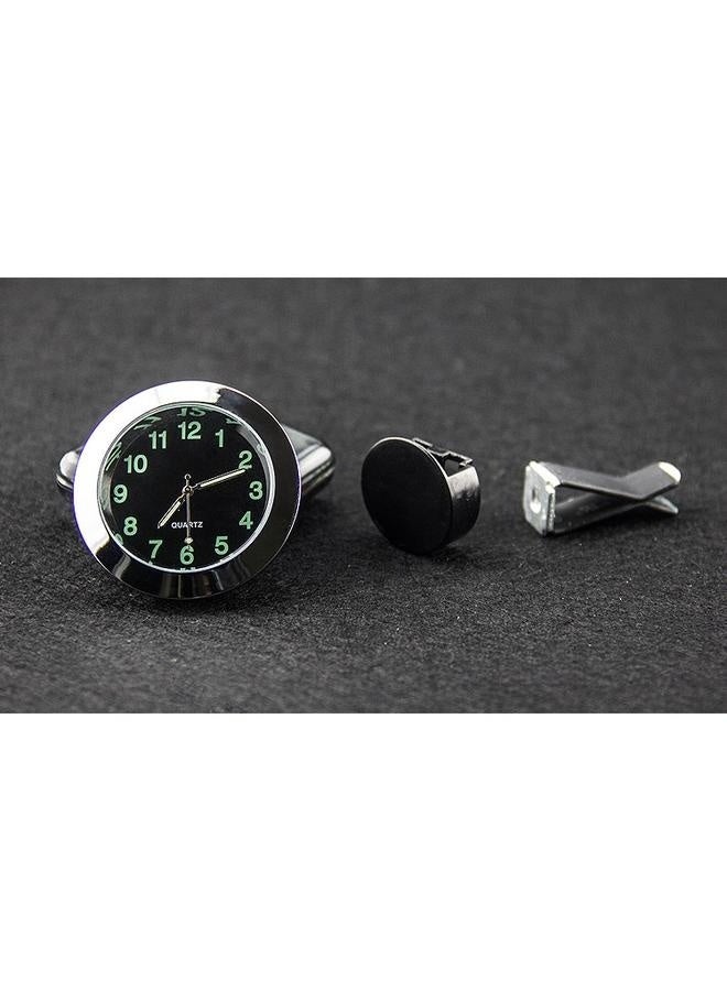 Generic Mini Luminous Car Vent Clock - Aluminum Alloy Stick-on Dashboard Clock with Clip Digital Quartz Time Display for Car Office Home Decor Silver Compact Design  - Image 1