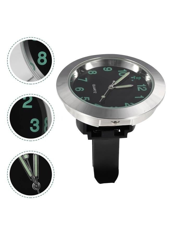 Generic Mini Luminous Car Vent Clock - Aluminum Alloy Stick-on Dashboard Clock with Clip Digital Quartz Time Display for Car Office Home Decor Silver Compact Design  - Image 5