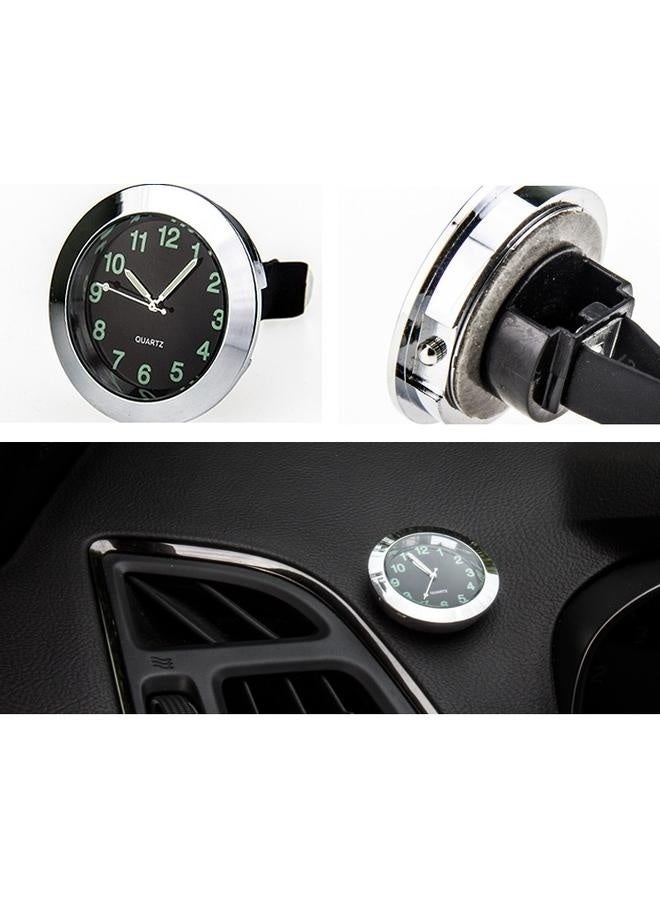Generic Mini Luminous Car Vent Clock - Aluminum Alloy Stick-on Dashboard Clock with Clip Digital Quartz Time Display for Car Office Home Decor Silver Compact Design  - Image 2