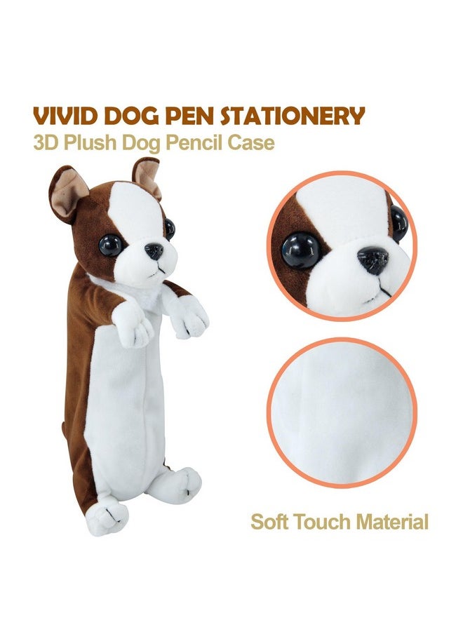 DD RETAILS DD RETAILS Plush Puppy Shape Pencil Pouch || Cute Animal Soft Pencil Case with Zipper || Multifunctional Stationery Organizer for Boys & Girls (Pack of 1) (Multicolor) (Puppy Pouch)  - Image 2