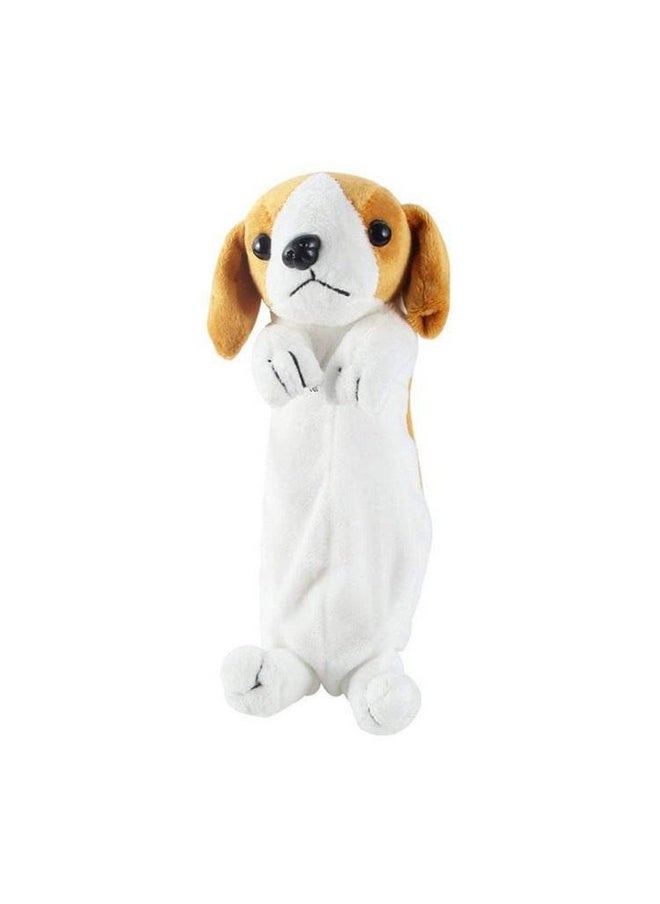 DD RETAILS DD RETAILS Plush Puppy Shape Pencil Pouch || Cute Animal Soft Pencil Case with Zipper || Multifunctional Stationery Organizer for Boys & Girls (Pack of 1) (Multicolor) (Puppy Pouch)  - Image 1