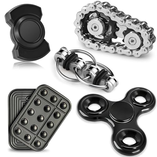 Chilvil 5 Pcs Fidget Toys Adults Teen Metal Fidgets Spinner for Teens Boys Magnetic Slider Cool Gadgets Office Desk Toy Stress Relief Sensory Items Figette for Classroom Autism ADHD Anxiety Gifts - Image 1