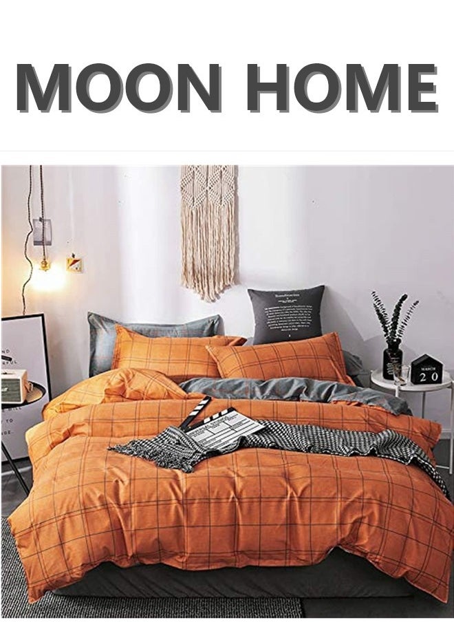 MOON HOME King/Queen/Single size Soft and Breathable Microfiber Hypoallergenic Beautiful Design Duvet Cover Set ,set includes 1 Comforter Cover, 1 Fitted Bedsheet, 4 Pillowcases  - Image 1