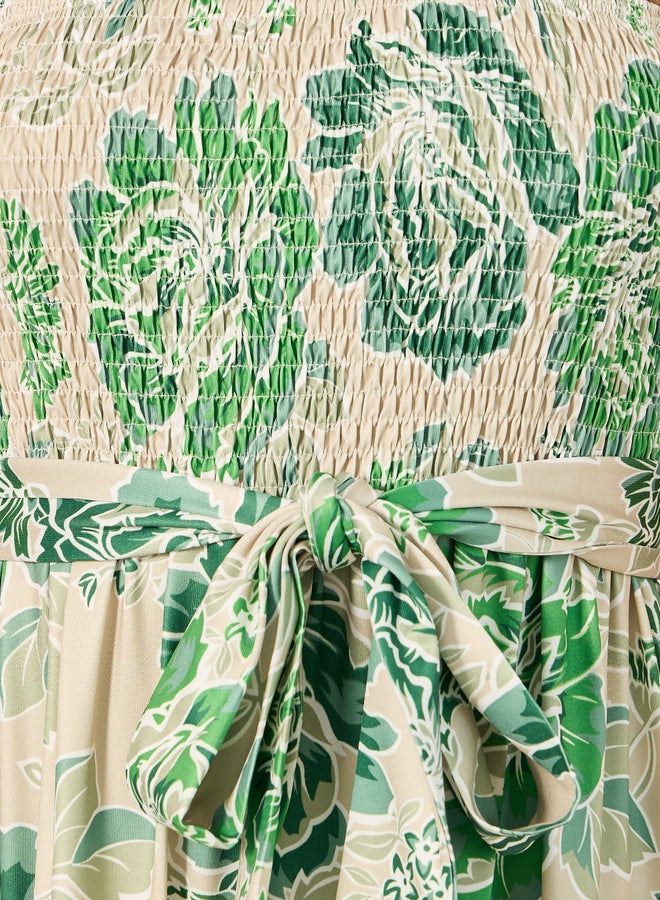 ستايلي فستان ماكسي بدون حمالات بنقوش الزهور - Image 4