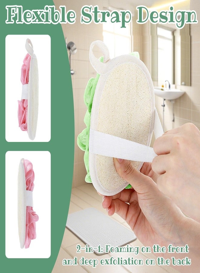 Thrymme Loofah Exfoliating, 2 Pack Loofah Pink Green and Pink Exfoliating Body Scrubber for Women and Men, Back Scrubber for Deep Cleansing in the Bathroom or Shower - Image 3