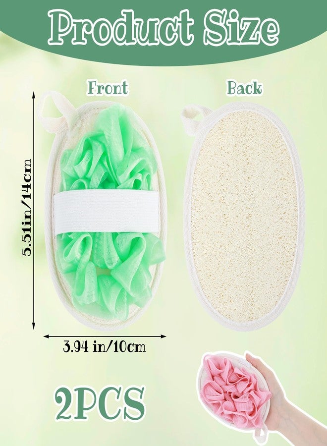 Thrymme Loofah Exfoliating, 2 Pack Loofah Pink Green and Pink Exfoliating Body Scrubber for Women and Men, Back Scrubber for Deep Cleansing in the Bathroom or Shower - Image 2