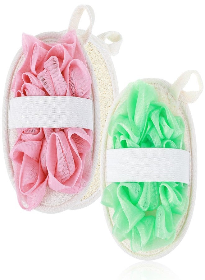 Thrymme Loofah Exfoliating, 2 Pack Loofah Pink Green and Pink Exfoliating Body Scrubber for Women and Men, Back Scrubber for Deep Cleansing in the Bathroom or Shower - Image 1