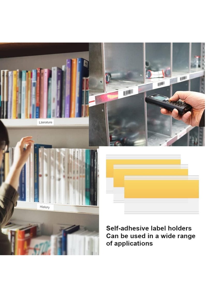 Self Adhesive Ticket Holder,50 pcs 4x8 cm Price Tag Holders,Clear Self Adhesive Label Holders,for Shop Office Homewith White Card Inserts - Image 2