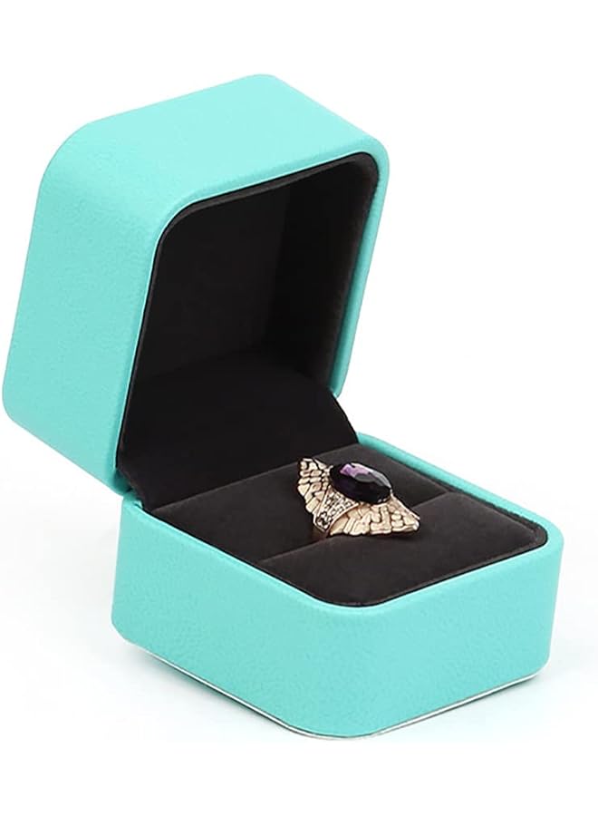 The Bros Leather Ring Box, Velvet Jewelry Ring Box, Soft and Comfortable, Strong and Durable, Will Not Damage The Ring, Can Be Used for Marriage Proposal, Engagement, Holiday Gift, Jewelry Display, Etc, Green  - Image 1