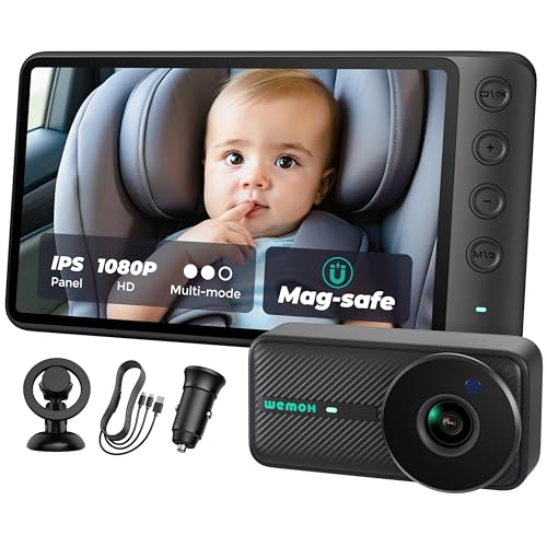 WEMOH NO1 Magnetic Baby Car Camera 5 1080P IPS Magnetic Mount Monitor Auto Night Vision 360 Rotation Car Camera for Baby with Zoom Mirror Mode USBPowered Baby Monitor for Rear Facing - Image 1