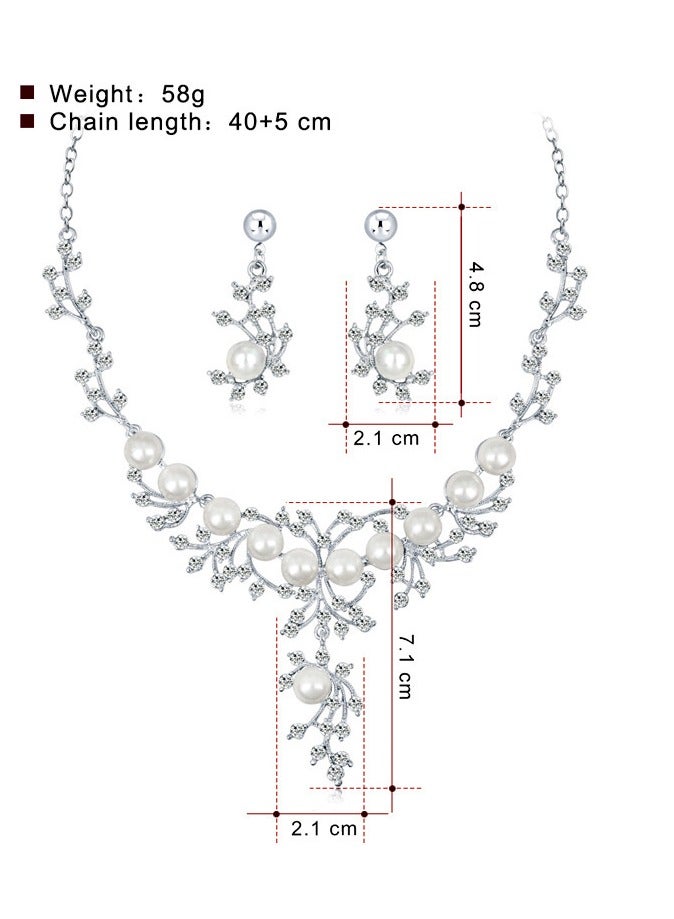 2 Piece Necklace & Earrings Jewelry Set Delicate Silver Rhinestone Embellished Jewelry Set is a gift for ladies to give to girlfriends, wives, mothers, bridesmaids, wedding parties, evening balls, accessories  - Image 4