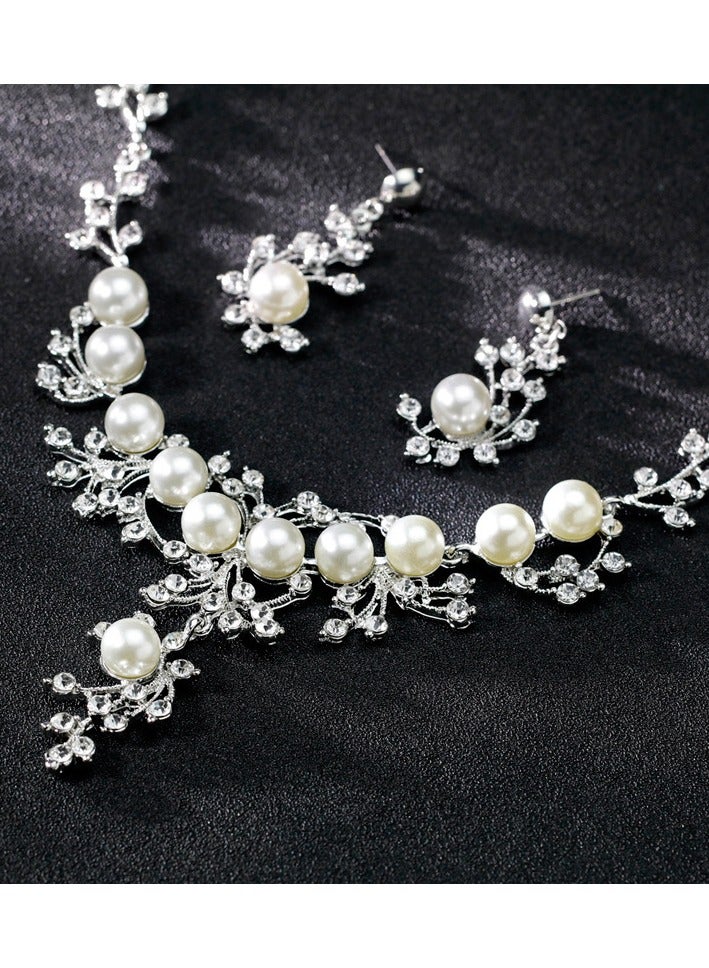 2 Piece Necklace & Earrings Jewelry Set Delicate Silver Rhinestone Embellished Jewelry Set is a gift for ladies to give to girlfriends, wives, mothers, bridesmaids, wedding parties, evening balls, accessories  - Image 2