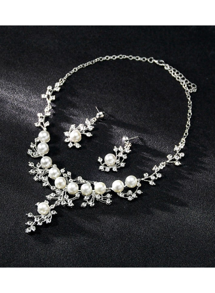 2 Piece Necklace & Earrings Jewelry Set Delicate Silver Rhinestone Embellished Jewelry Set is a gift for ladies to give to girlfriends, wives, mothers, bridesmaids, wedding parties, evening balls, accessories  - Image 3