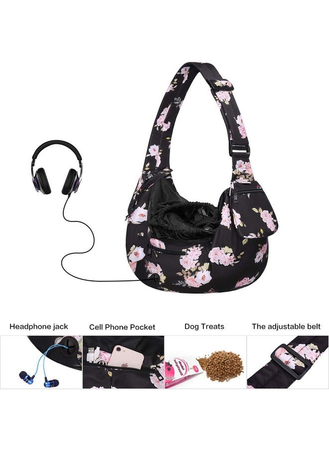 موسيسو حاملة القطط والكلاب، حقيبة حمل للكلاب الأليفة من كاميليا، حزام مبطن قابل للتعديل بدون استخدام اليدين، حقيبة كتف ناعمة من البوليستر قابلة للتنفس مع جيب أمامي للكلاب الصغيرة والقطط، باللون الأسود - Image 3