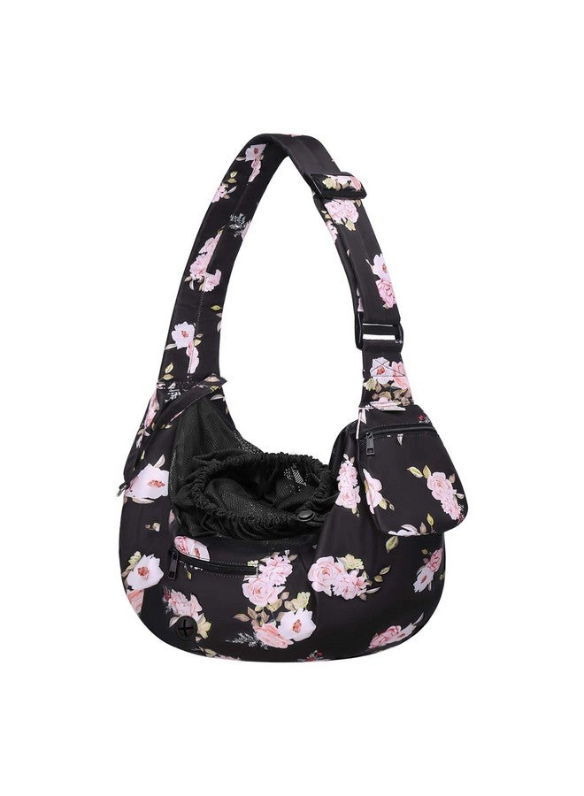 موسيسو حاملة القطط والكلاب، حقيبة حمل للكلاب الأليفة من كاميليا، حزام مبطن قابل للتعديل بدون استخدام اليدين، حقيبة كتف ناعمة من البوليستر قابلة للتنفس مع جيب أمامي للكلاب الصغيرة والقطط، باللون الأسود - Image 1