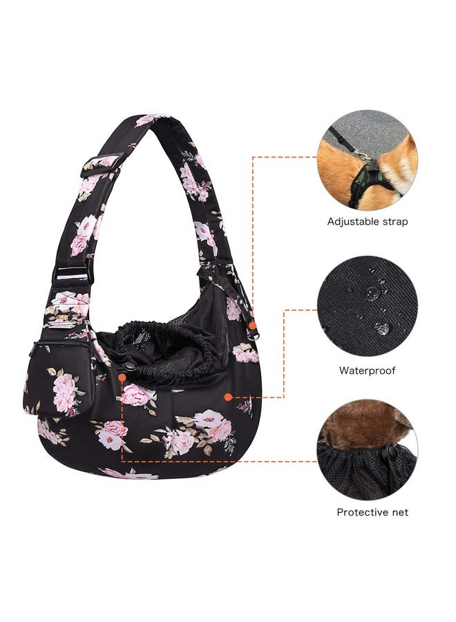 موسيسو حاملة القطط والكلاب، حقيبة حمل للكلاب الأليفة من كاميليا، حزام مبطن قابل للتعديل بدون استخدام اليدين، حقيبة كتف ناعمة من البوليستر قابلة للتنفس مع جيب أمامي للكلاب الصغيرة والقطط، باللون الأسود - Image 2