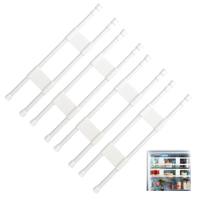 RVGUARD Double RV Refrigerator Bar Adjustable Fridge Tension Rod Holds Food and Drinks in Place Extends Between 16 and 28 for Camper Refrigerator Kitchen Cupboard Bookshelf4Sets