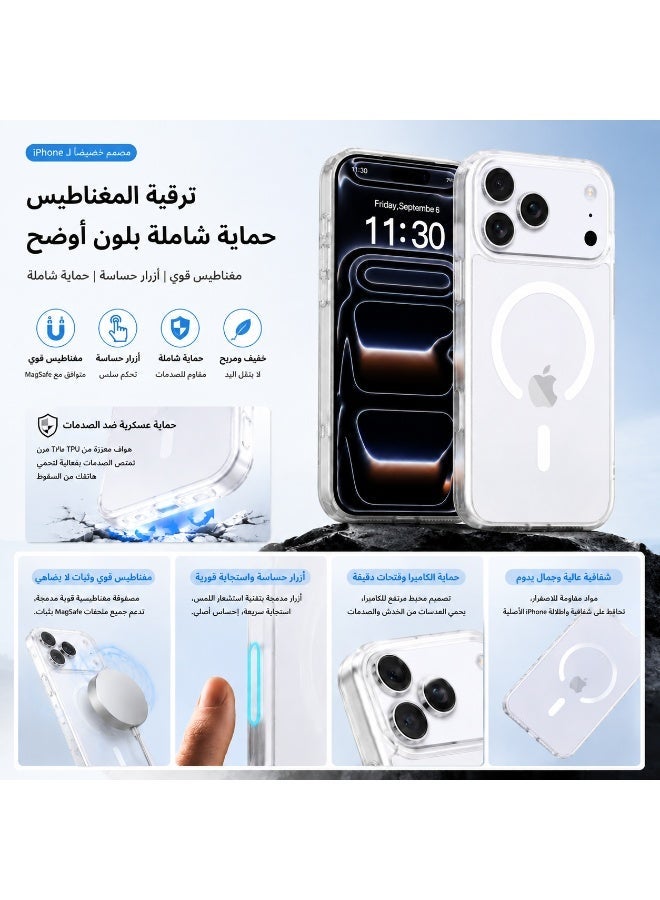 هَيْلة اي فون 17promax ماتي الجلد الشعور شبه شفافة المغناطيسي شفط الهاتف المحمول شل ، مع الضغط على مفتاح مكافحة هبوط كيس الهواء - Image 3