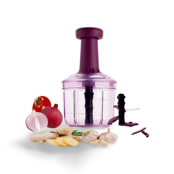 YOUONE Food Chopper, Steel Large Manual Hand - Push Chop Vegetable Onion Chopper Mixer Cutter to Cut Vegetable,Fruits, Tomato, Potato (1000 ML) - Image 1