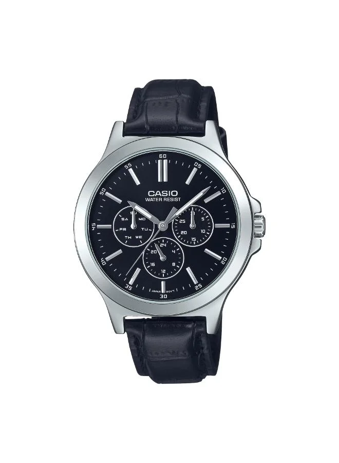 كاسيو Men's Leather Analog Watch MTP-V300L-1AUDF - 41.5 mm