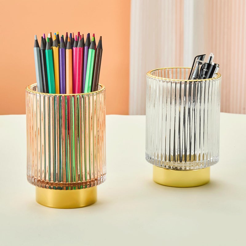 LEICURACE Makeup Brush Holder Organizer,Toothbrush Holders,Desk Pen Pencil Holder,Multifunctional Vintage Glass Brush Cup(A3-27-US) - Image 5