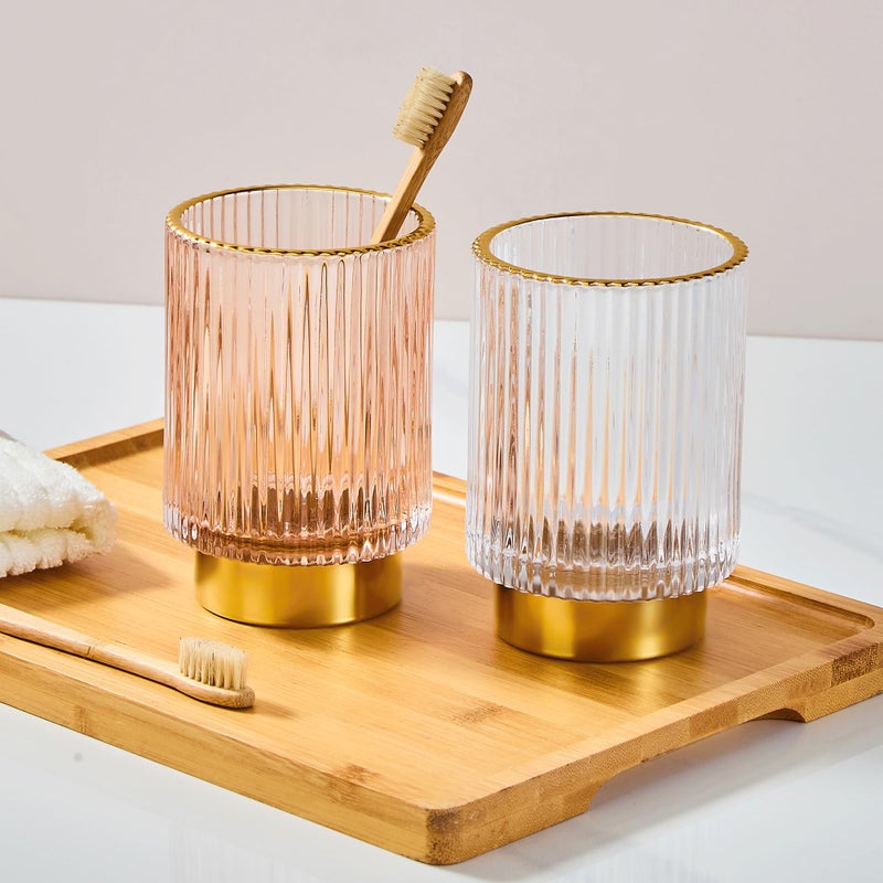LEICURACE Makeup Brush Holder Organizer,Toothbrush Holders,Desk Pen Pencil Holder,Multifunctional Vintage Glass Brush Cup(A3-27-US) - Image 2