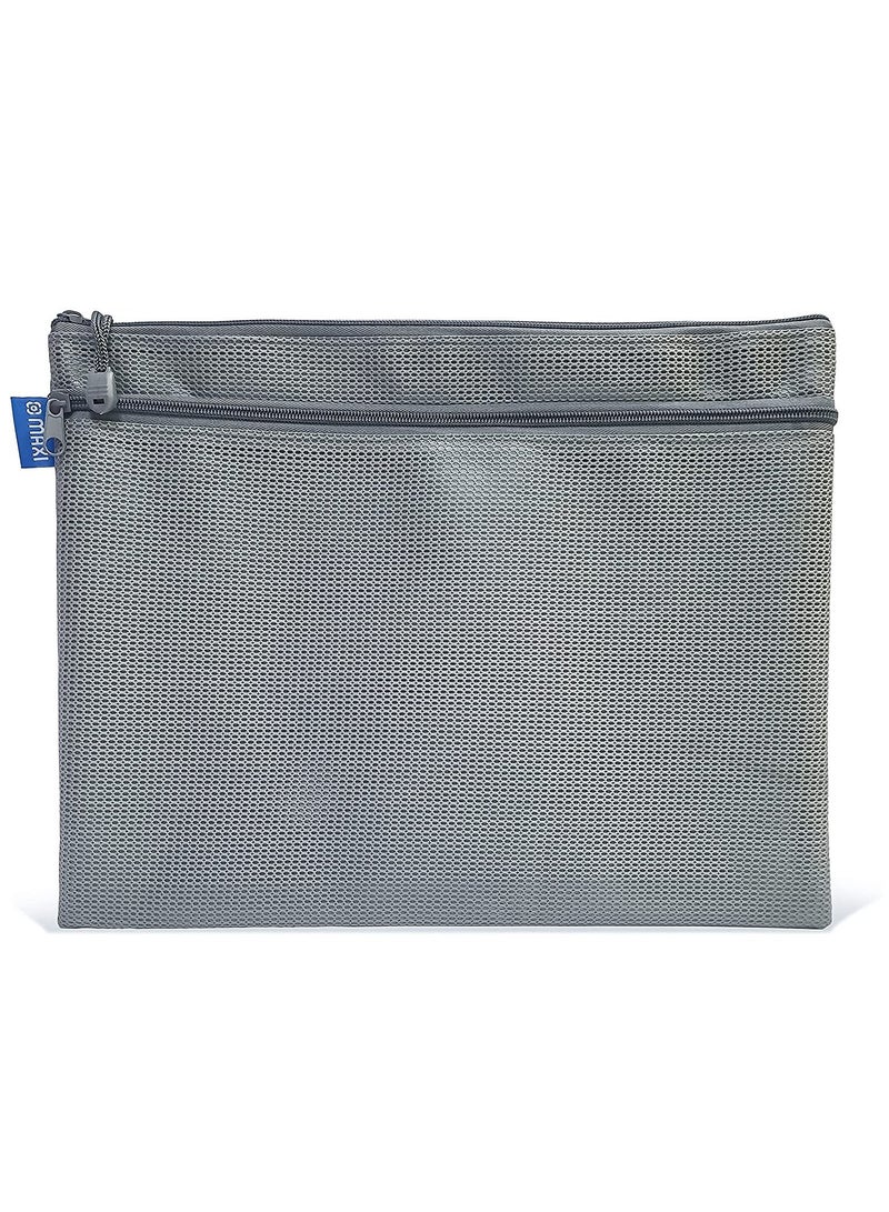 Maxi 6-Piece A3 Size Double Zipper Bag Grey Color 