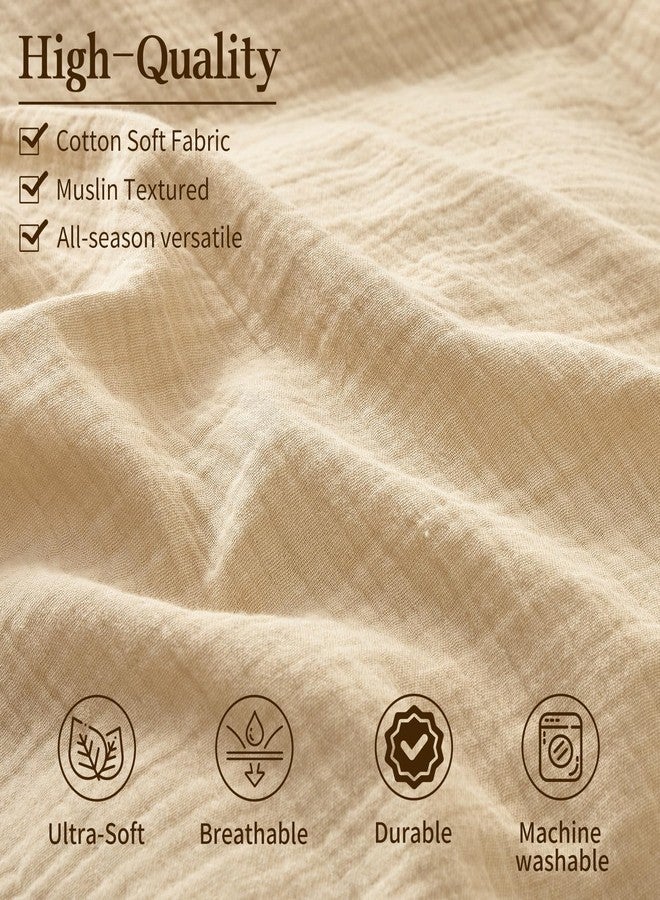 MEISHANG Muslin Duvet Cover Queen Size - 100% Organic Muslin Cotton Duvet Cover, Soft Textured Gauze Weave Duvet Cover for Breathable All-Season with Zipper Closure - 3 Piece Set (Queen, Linen) - Image 4