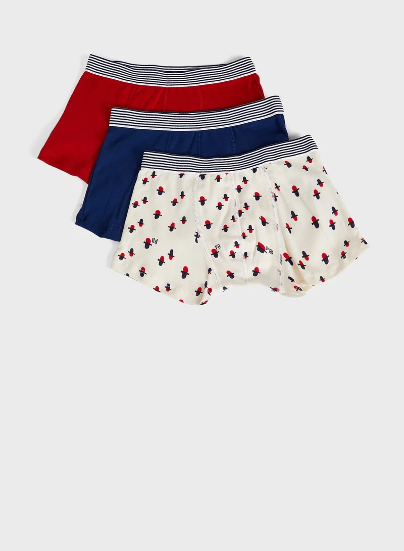 Petit Bateau Kids 3 Pack Assorted Boxer