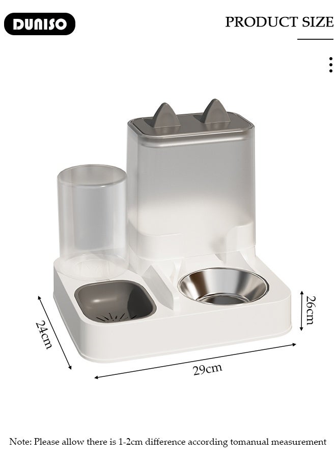DUNISO Automatic Pet Feeder and Water Dispenser Set Large Capacity Cat Food Dispenser Removable 2-in-1 Raised Cat Food and Water Bowl Set with Non-Slip Base Pet Feeding Station for Dogs and Cats - Image 2